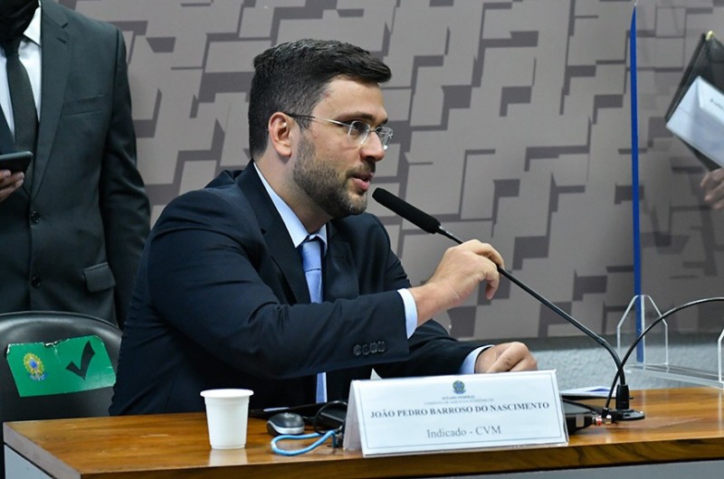 O advogado João Pedro Barroso do Nascimento, indicado para presidir a CVM, fala à CAE - Agência Senado