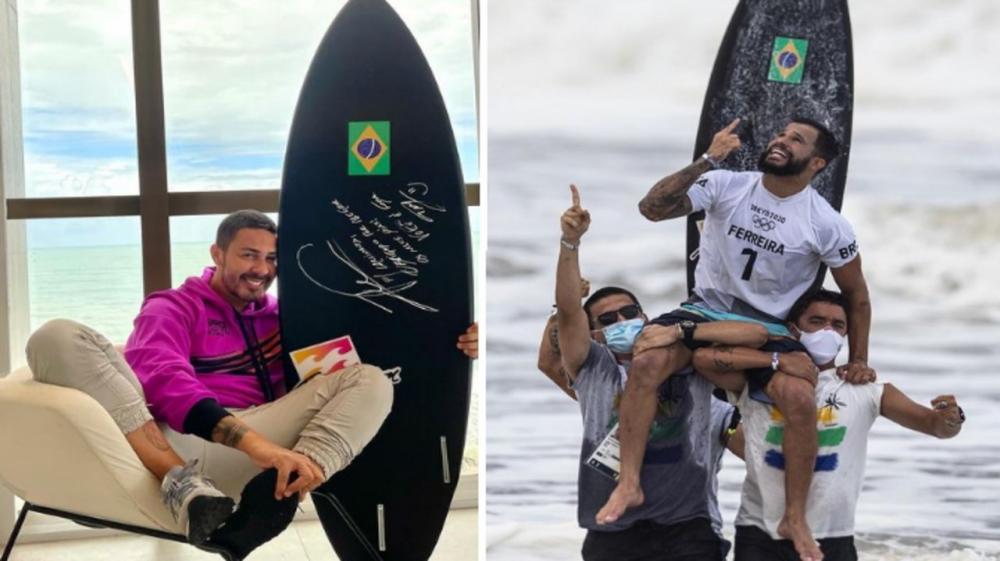 Carlinhos Maia ganha prancha da vitória de Italo Ferreira em Tóquio