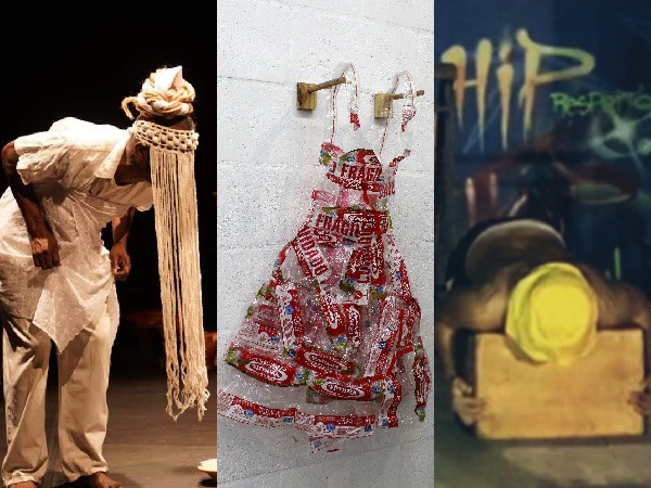 Edição CCOM Funarte – 1. Imagem das oficinas do projeto “Teatros Negros”, na Funarte MG (Crédito: Pablo Bernardo); 2. Exposições de Luah Souza e Yasmin Có, na Funarte SP (Crédito: Divulgação); 3. Ensaio-aberto do espetáculo “Identidades”, no Teatro Cacild