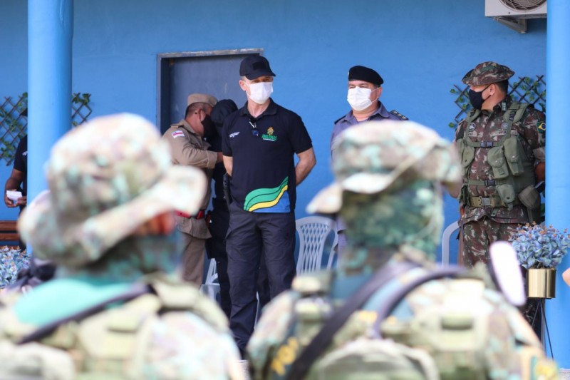 Ao todo, 28 agentes da Força Nacional desembarcaram em Humaitá, a pedido do Governador Wilson Lima - FOTO: Tarcísio Heden/SSP-AM