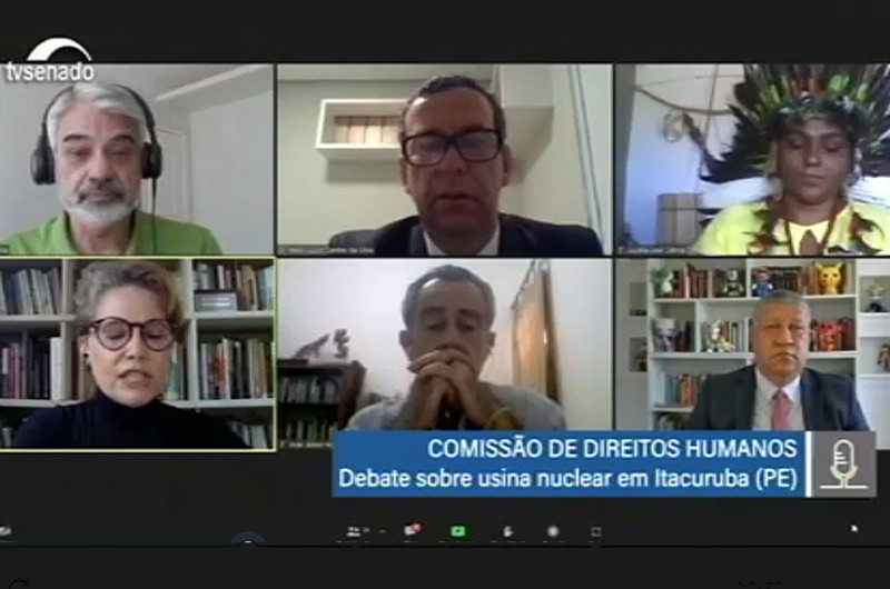 Os participantes salientaram a possibilidade de acidentes, os prejuízos às comunidades indígenas e quilombolas da região, e os riscos ambientais envolvidos no plano de instalação da usina - Reprodução TV Senado