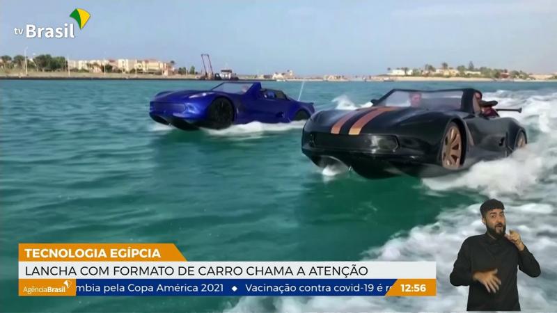 Carro aquático chama atenção nas praias do Egito