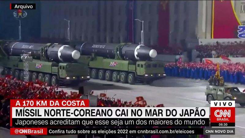 Míssil norte-coreano cai no mar do Japão